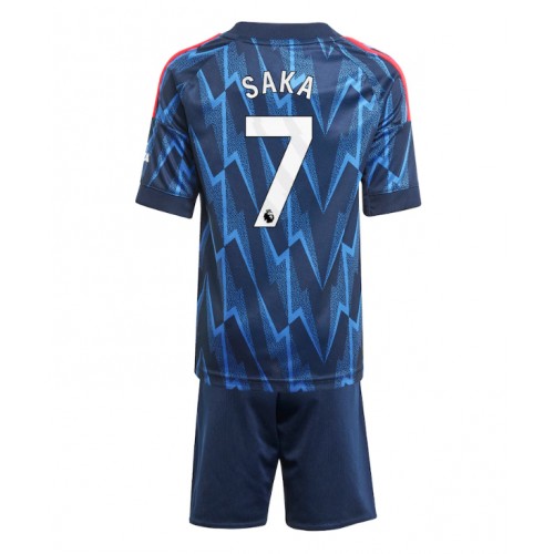 Stroje piłkarskie Arsenal Bukayo Saka #7 Koszulka Wyjazdowej dla dzieci 2025-26 Krótki Rękaw (+ szorty)
